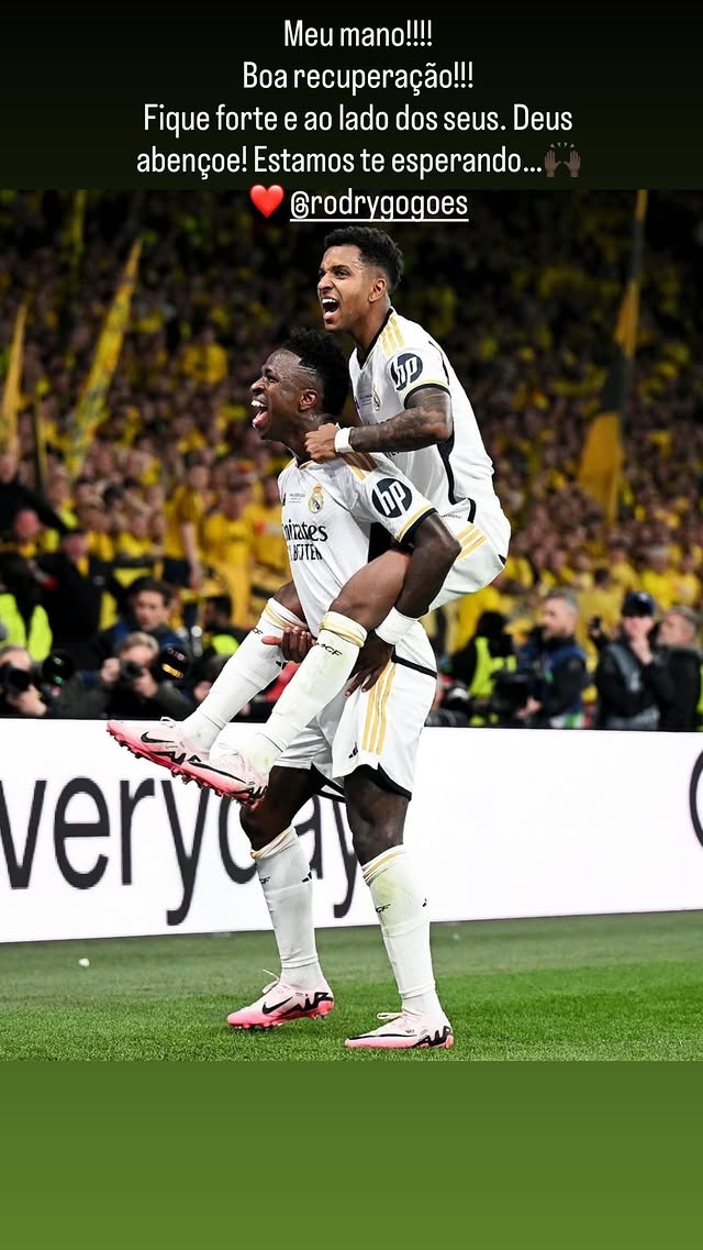 免费试玩-双料队友,维尼修斯祝福罗德里戈:我们都在等你归来